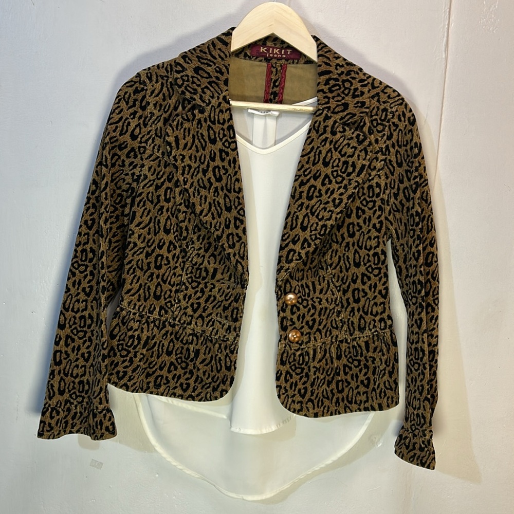 KIKIT jeans Cropped Corduroy Peplum Leopard Adorable Jacket -M-#0049 - Picture 4 of 13